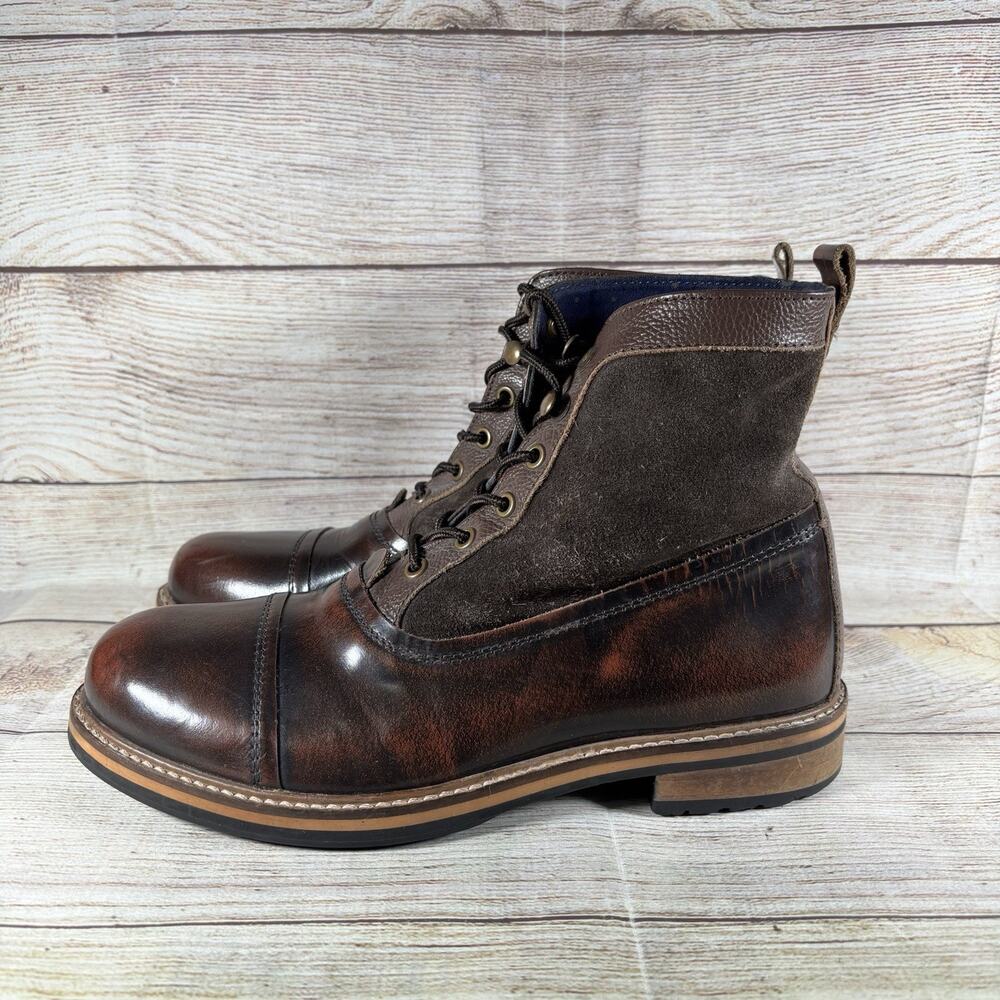 Ben Sherman Rafe Mens Size 7 Boots Leather Lace Up Brown
